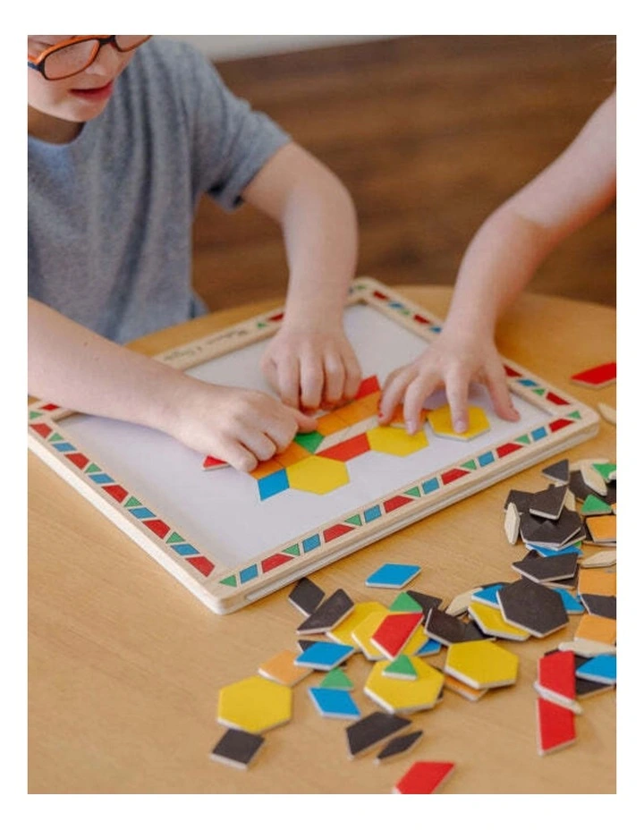 120pc Melissa & Doug Magnetic Pattern Block Kit Wooden Magnets Kids 3y image 4