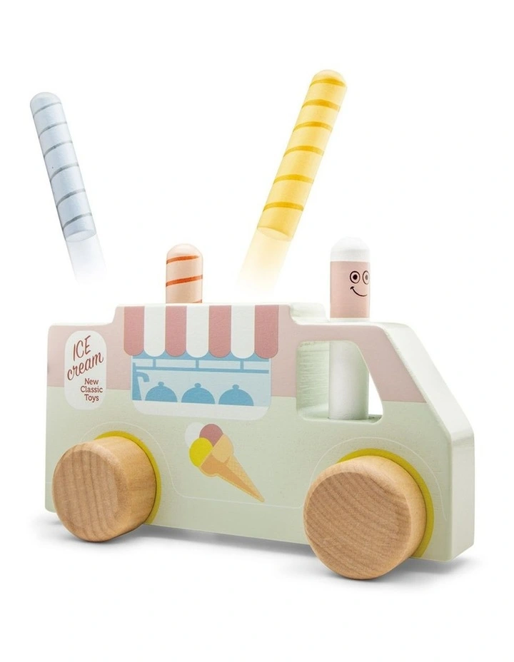 New Classic Toys Pop Up Wooden Ice Cream Truck Kids Children Toy 24m  Wood image 3