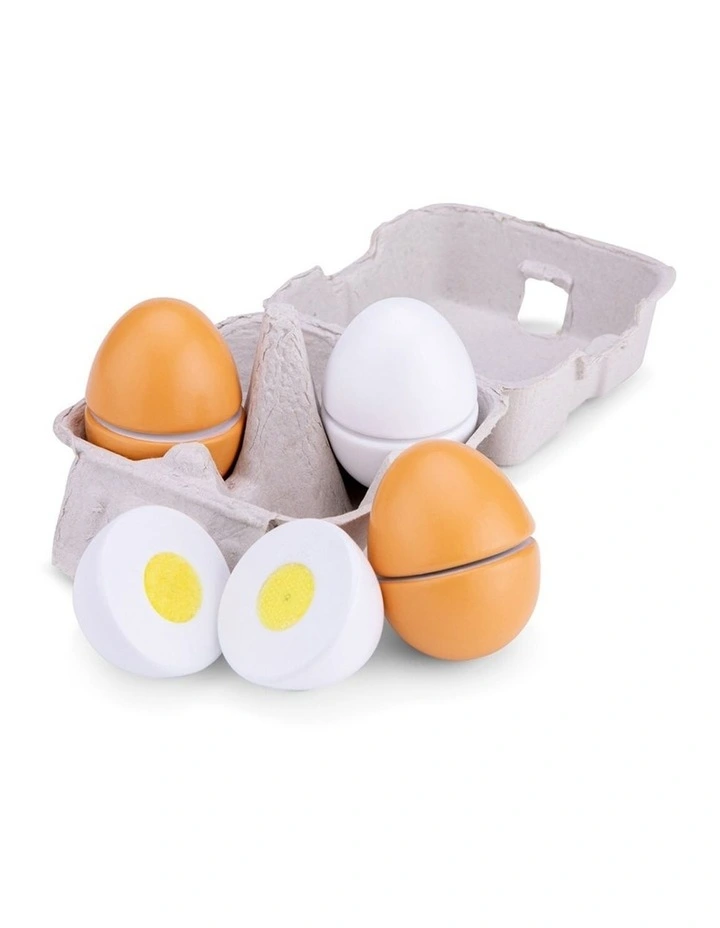 New Classic Toys Wooden Cutting Eggs Kids Pretend Play Toy Multicolour 24m image 1