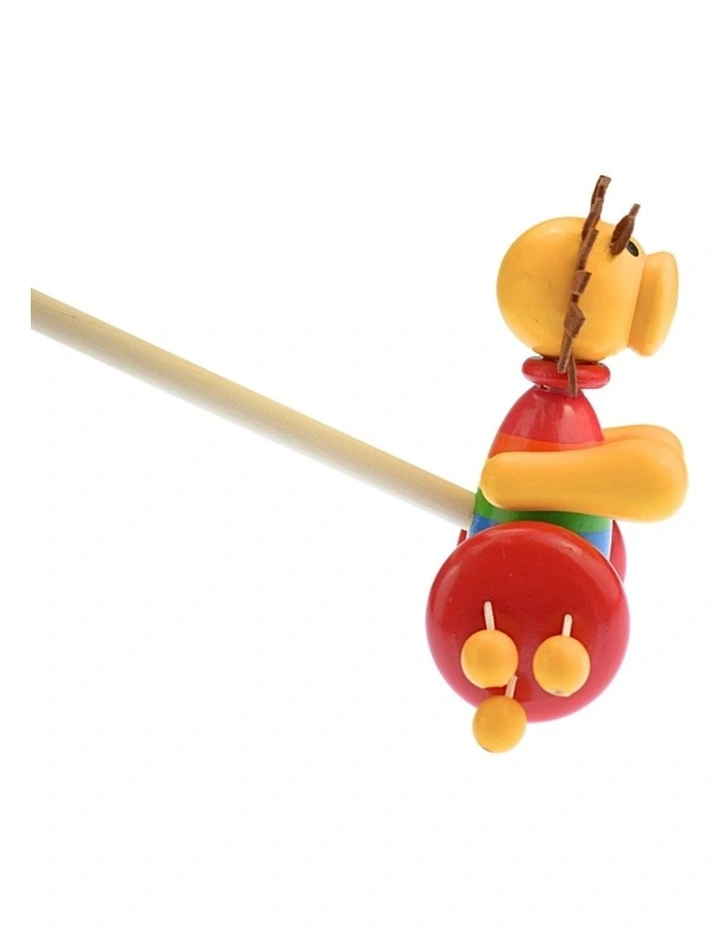 Kaper Kidz Push Along Wooden Lion Toddler Toy With Spinning Beads 18m image 2