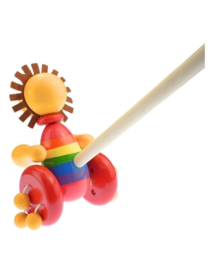 Kaper Kidz Push Along Wooden Lion Toddler Toy With Spinning Beads 18m image 3