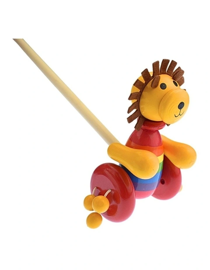Kaper Kidz Push Along Wooden Lion Toddler Toy With Spinning Beads 18m image 5