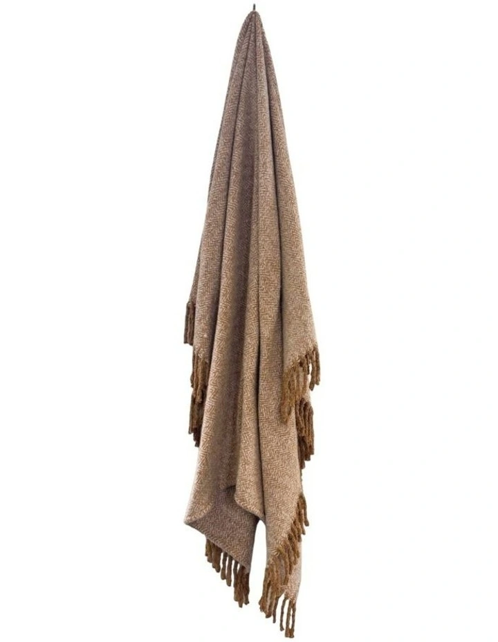Alba Faux Mohair Throw in Toffee image 2