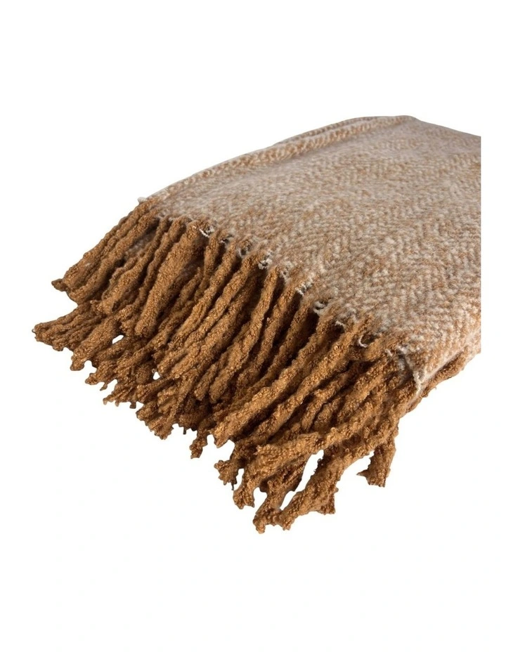 Alba Faux Mohair Throw in Toffee image 3