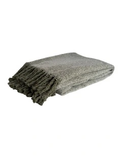 Alba Faux Mohair Throw in Sage Green