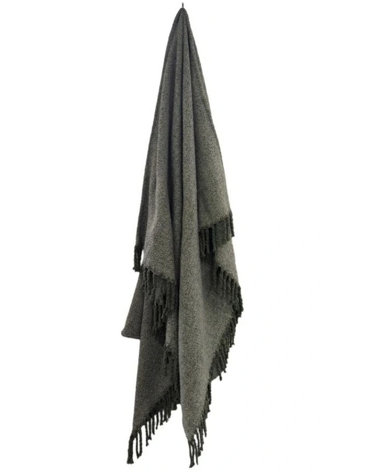 Alba Faux Mohair Throw in Sage Green image 2