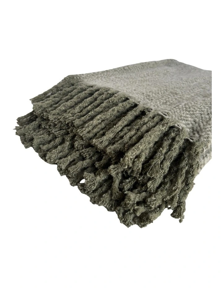 Alba Faux Mohair Throw in Sage Green image 3