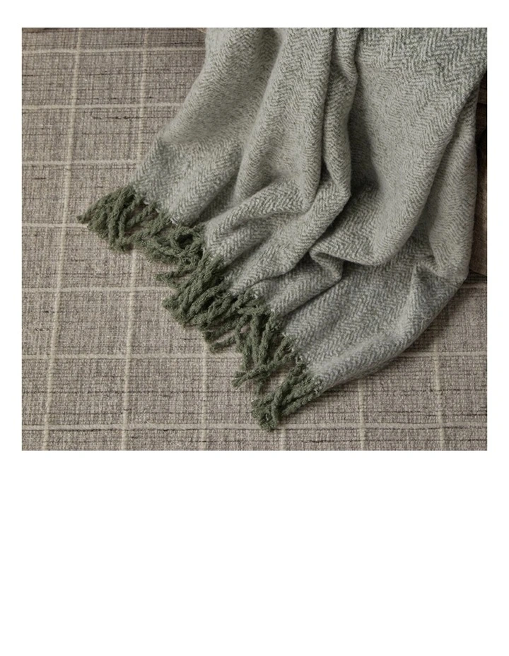 Alba Faux Mohair Throw in Sage Green image 4