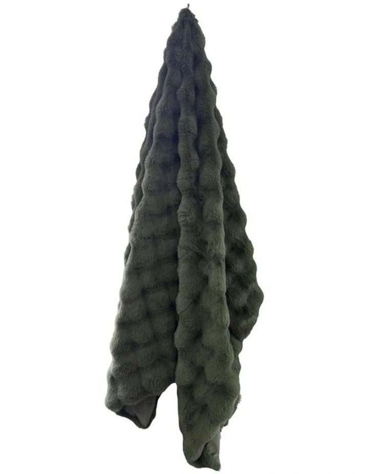 Mallow Faux Fur Throw in Forest Green image 2