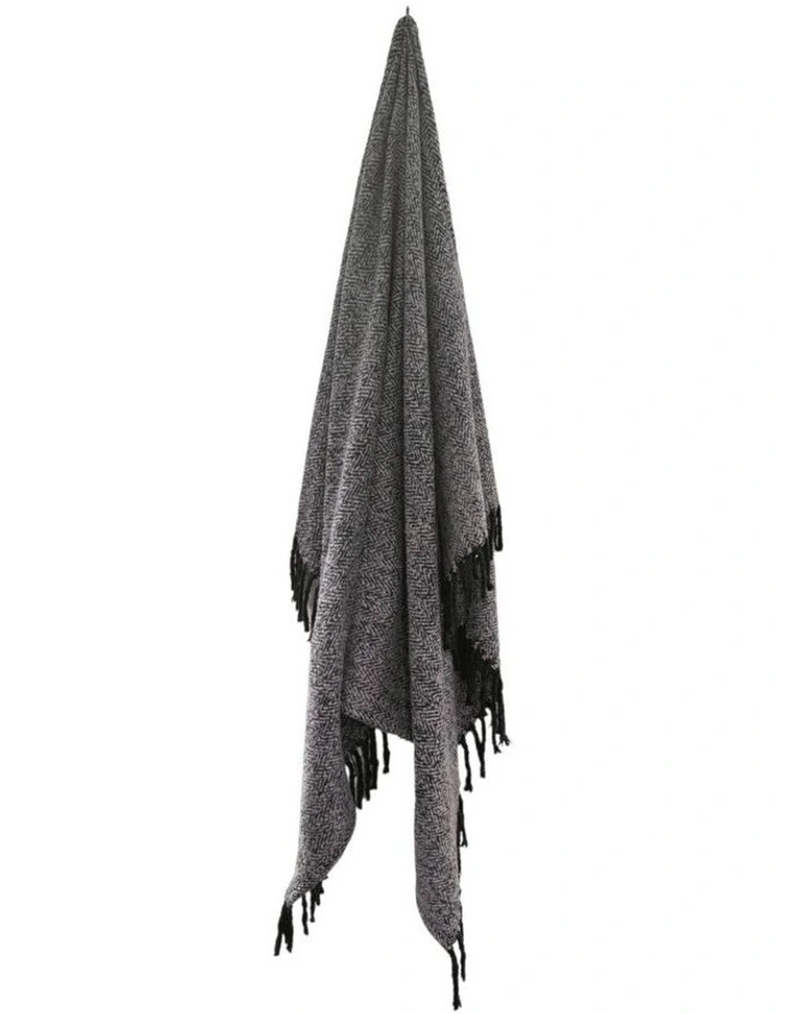 Alba Faux Mohair Throw in Grey Black image 2