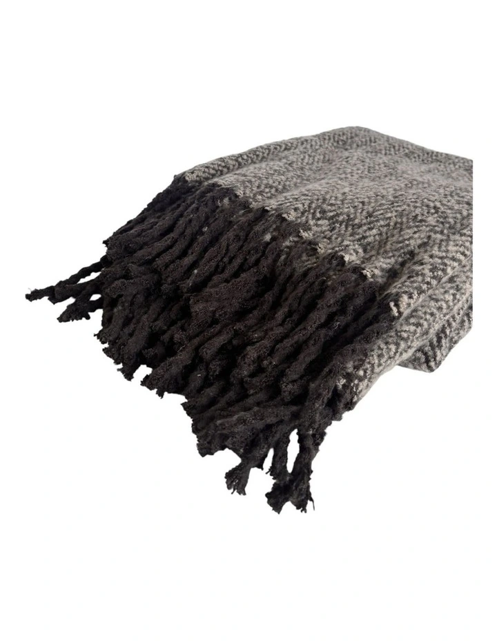 Alba Faux Mohair Throw in Grey Black image 3