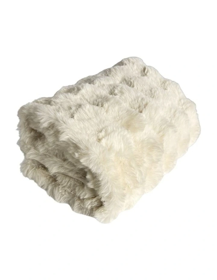 Mallow Faux Fur Throw in Ivory image 1