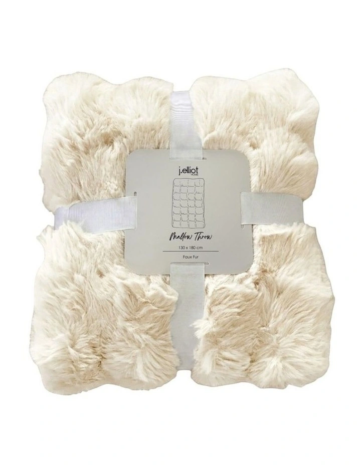 Mallow Faux Fur Throw in Ivory image 3