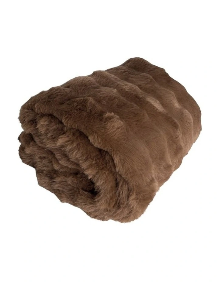Mallow Faux Fur Throw in Coffee image 1