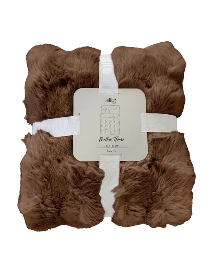Mallow Faux Fur Throw in Coffee image 3