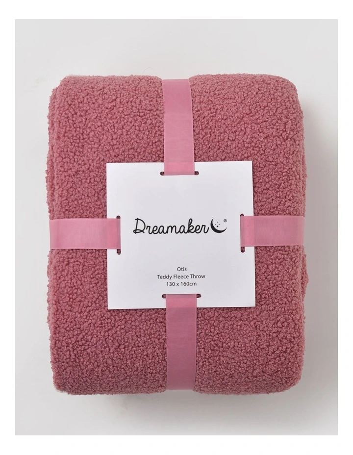 Otis Teddy Fleece Double-Sided Throw 130x160cm in Rose Pink image 5