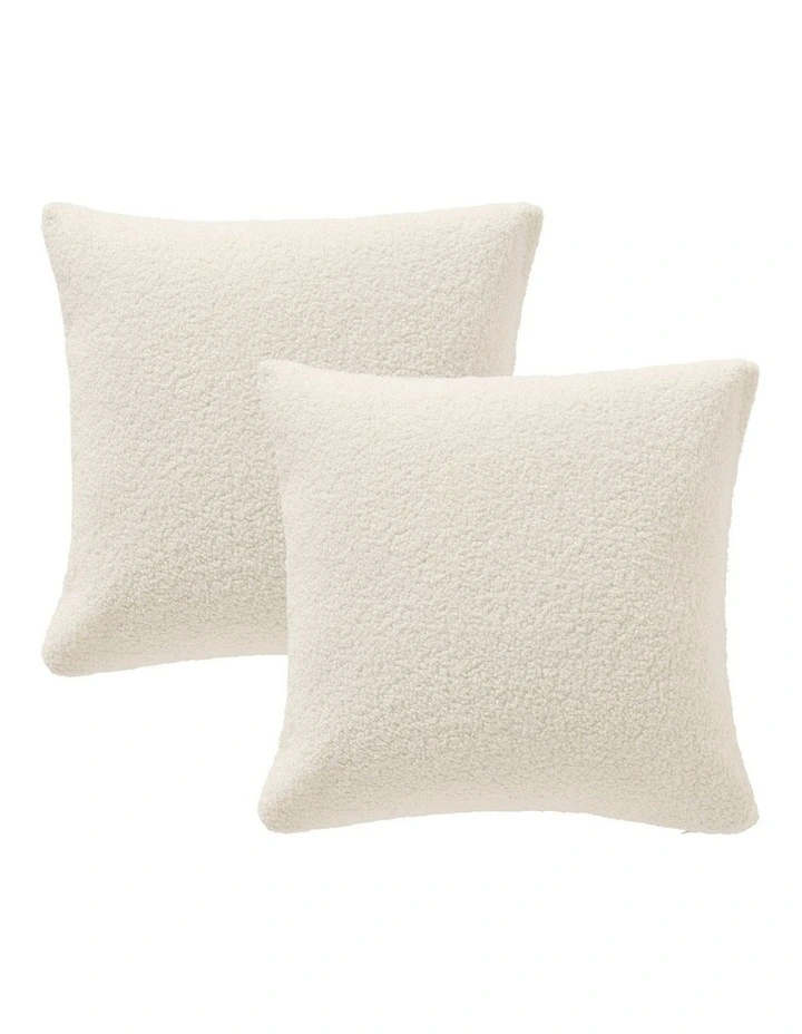 Otis Teddy Fleece Cushion Covers 45x45cm Set of 2 in Snow image 2