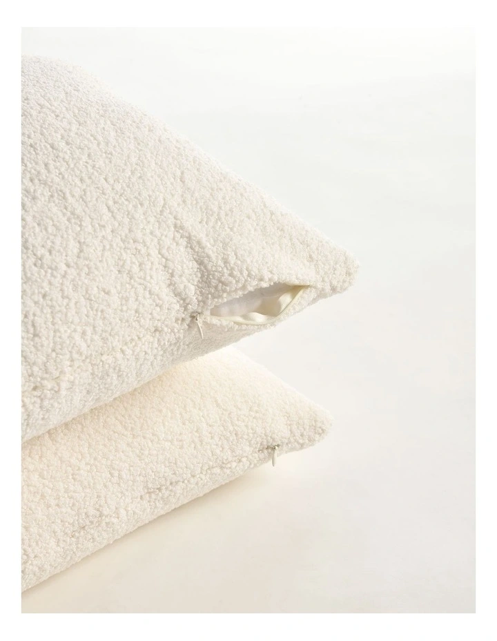 Otis Teddy Fleece Cushion Covers 45x45cm Set of 2 in Snow image 5