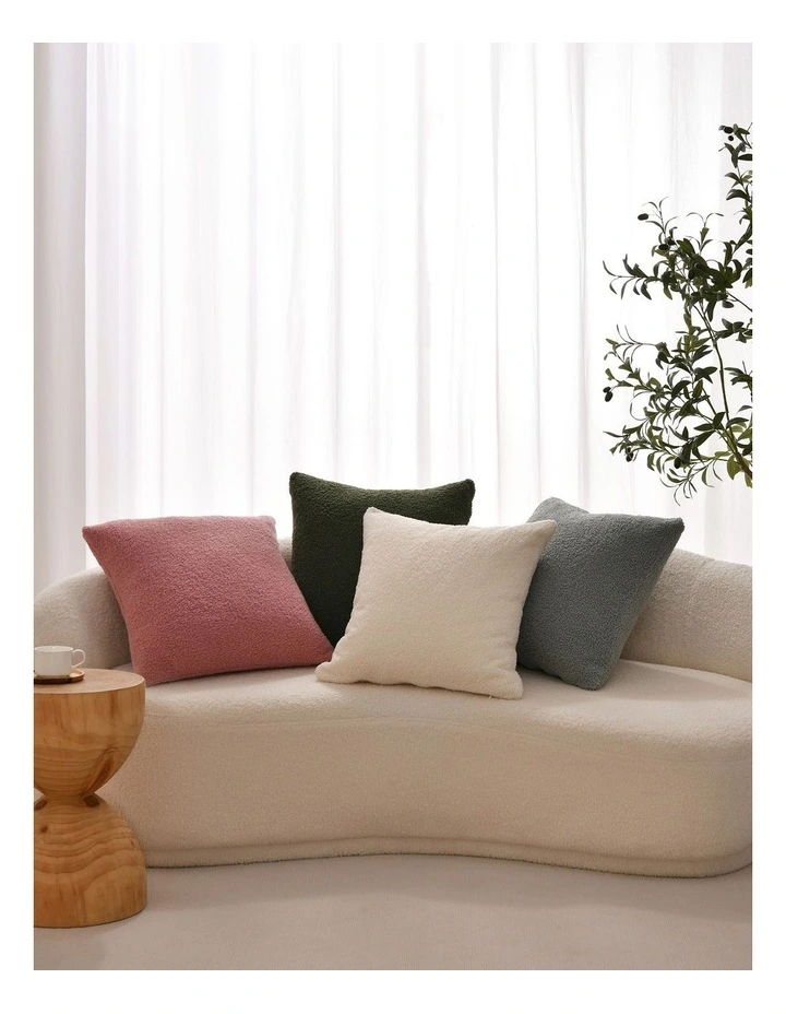 Otis Teddy Fleece Cushion Covers 45x45cm Set of 2 in Snow image 7