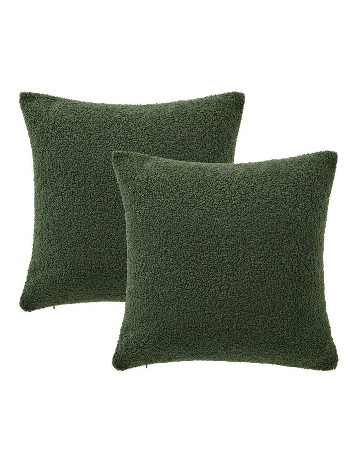 Otis Teddy Fleece Cushion Covers 45x45cm Set of 2 in Moss Green image 2