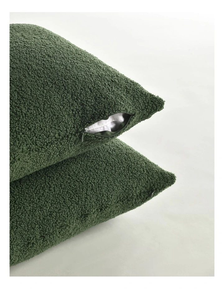 Otis Teddy Fleece Cushion Covers 45x45cm Set of 2 in Moss Green image 5