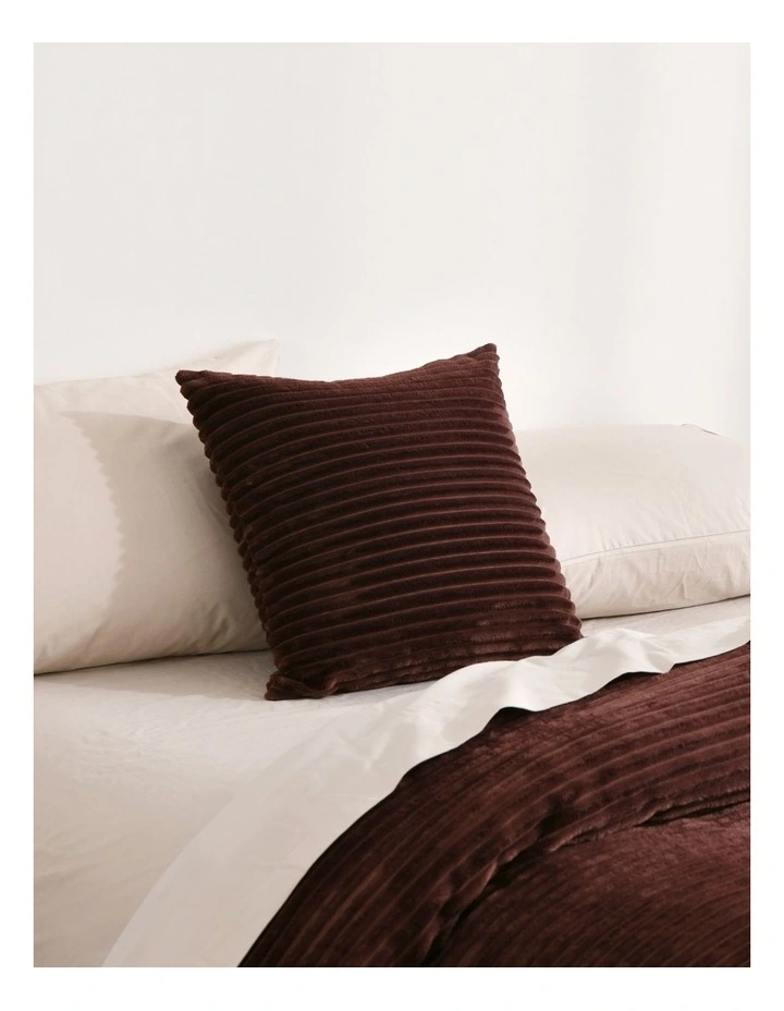 Embossed Fleece Cushion 45x45cm in Chocolate image 1