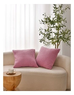 Otis Teddy Fleece Cushion Covers 45x45cm Set of 2 in Rose Pink