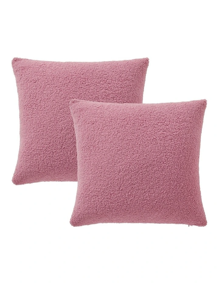 Otis Teddy Fleece Cushion Covers 45x45cm Set of 2 in Rose Pink image 2