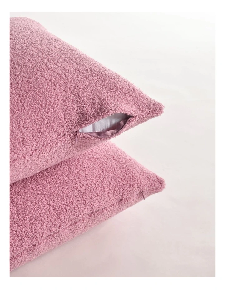 Otis Teddy Fleece Cushion Covers 45x45cm Set of 2 in Rose Pink image 5