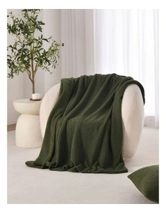 Otis Teddy Fleece Double-Sided Throw 130x160cm in Moss Green