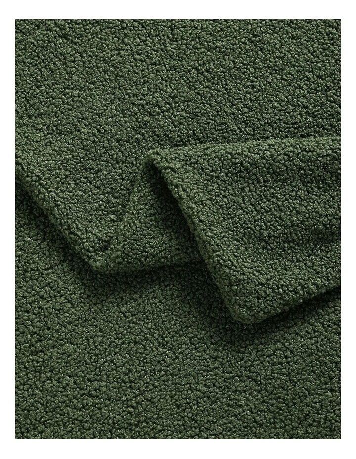 Otis Teddy Fleece Double-Sided Throw 130x160cm in Moss Green image 3