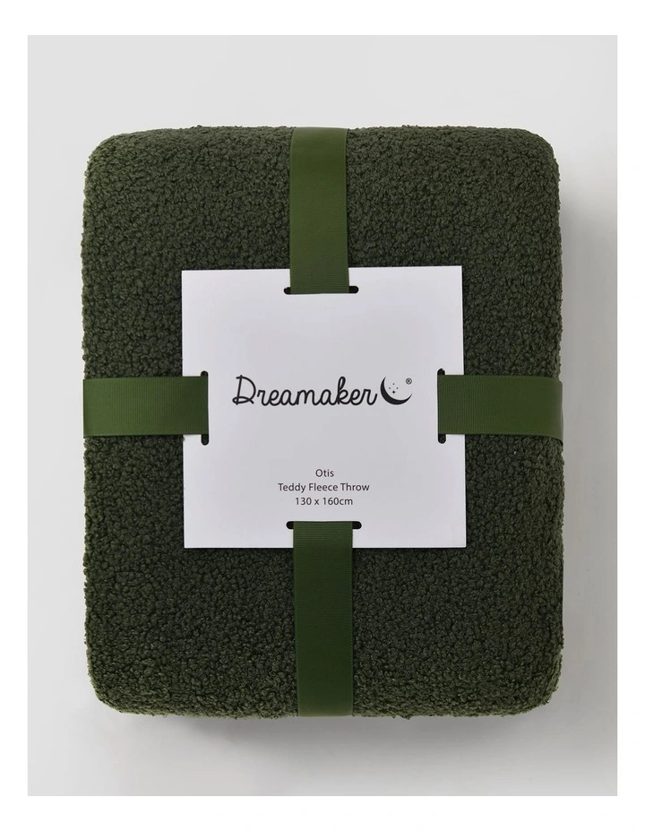 Otis Teddy Fleece Double-Sided Throw 130x160cm in Moss Green image 5