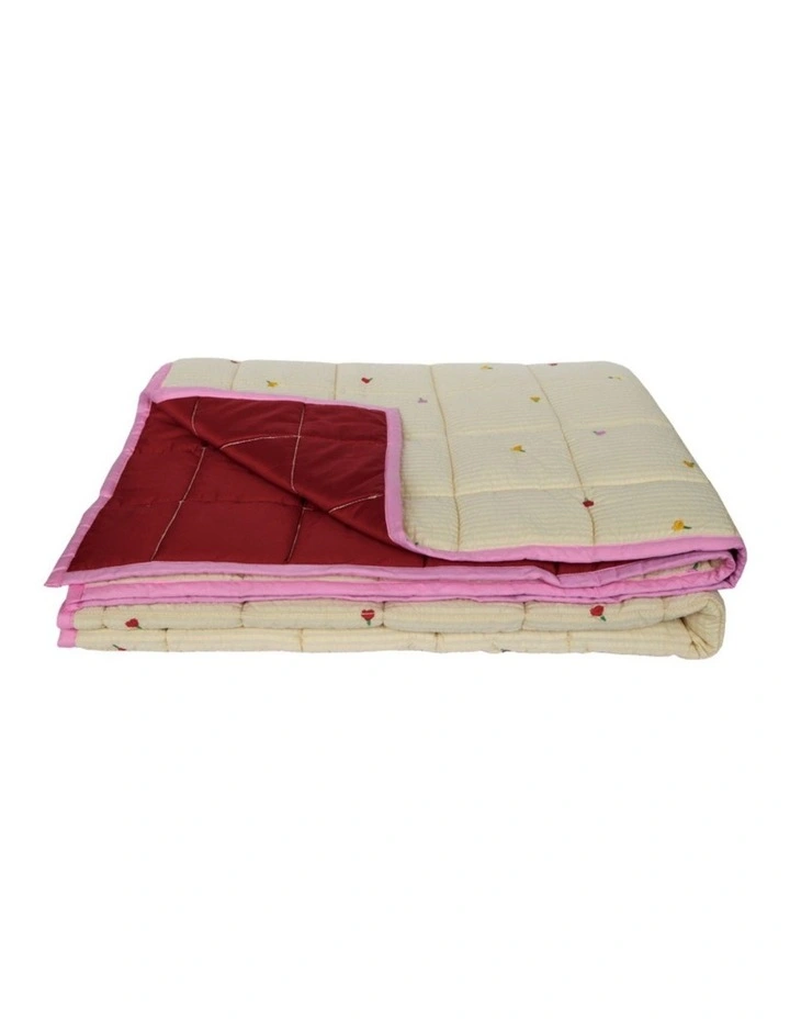 Forget Me Not Embroidered Quilted Throw image 1