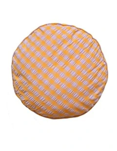 Kumquat Bloom Seersucker Round Cushion