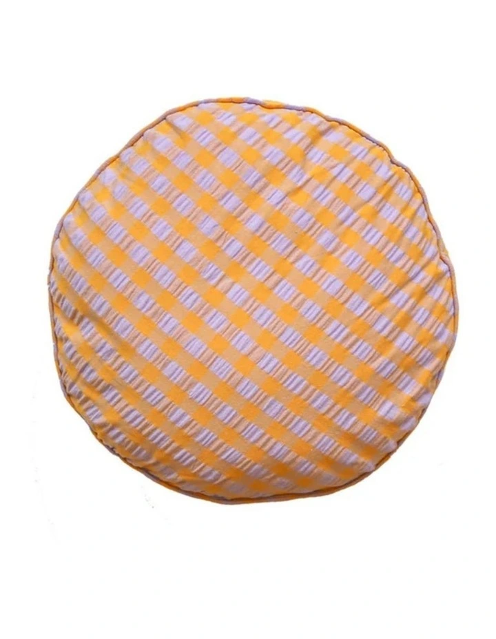 Kumquat Bloom Seersucker Round Cushion image 1