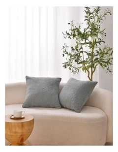 Dreamaker Otis Teddy Fleece Cushion Covers 45x45cm Set of 2 in Fog