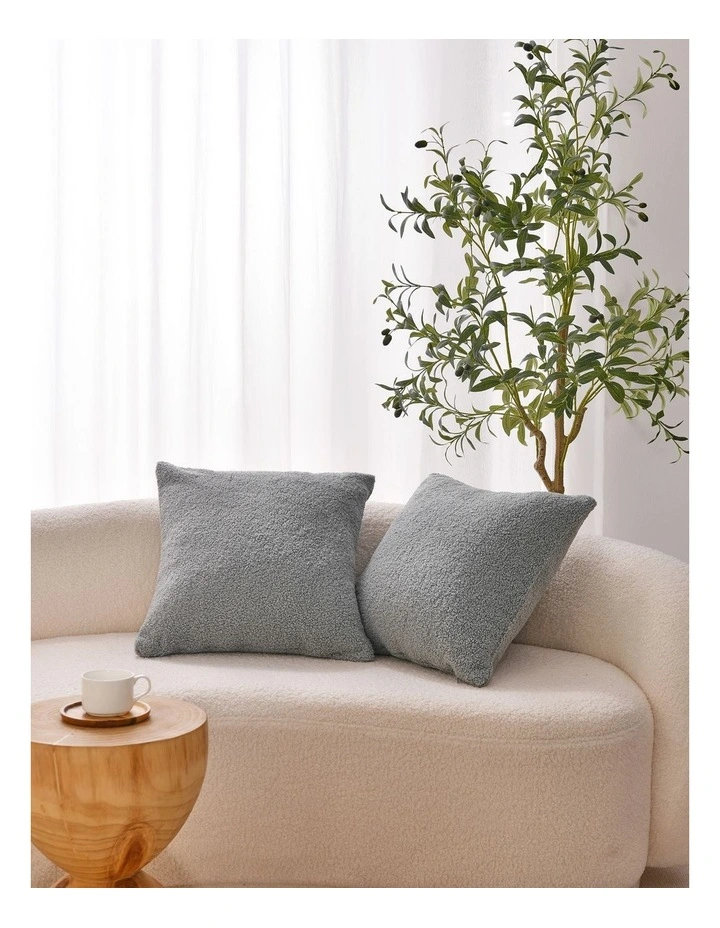 Dreamaker Otis Teddy Fleece Cushion Covers 45x45cm Set of 2 in Fog image 1