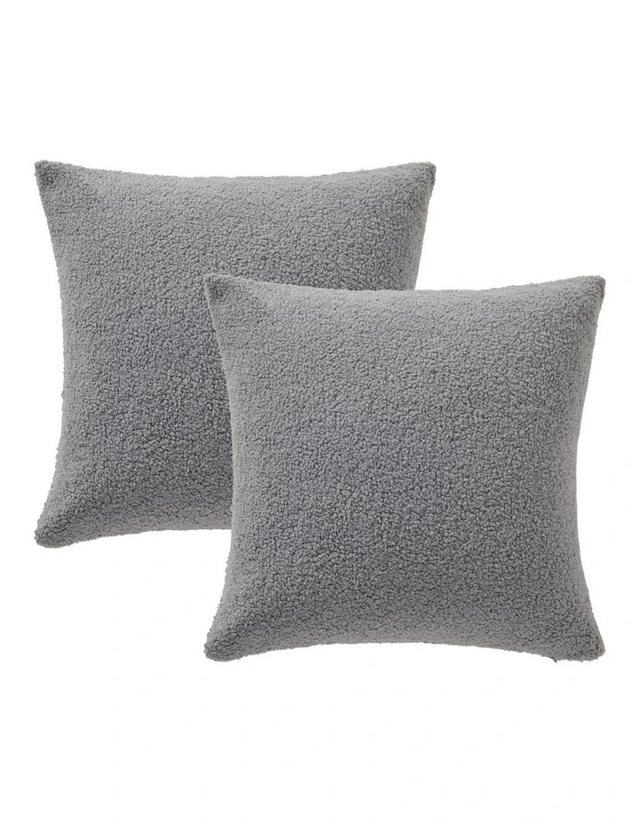 Dreamaker Otis Teddy Fleece Cushion Covers 45x45cm Set of 2 in Fog image 2