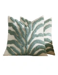 GIOIA CASA Tufted Leaf Cushion Covers in Seafoam 2 Pack