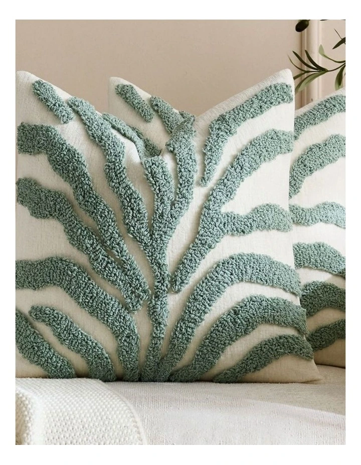GIOIA CASA Tufted Leaf Cushion Covers in Seafoam 2 Pack image 2