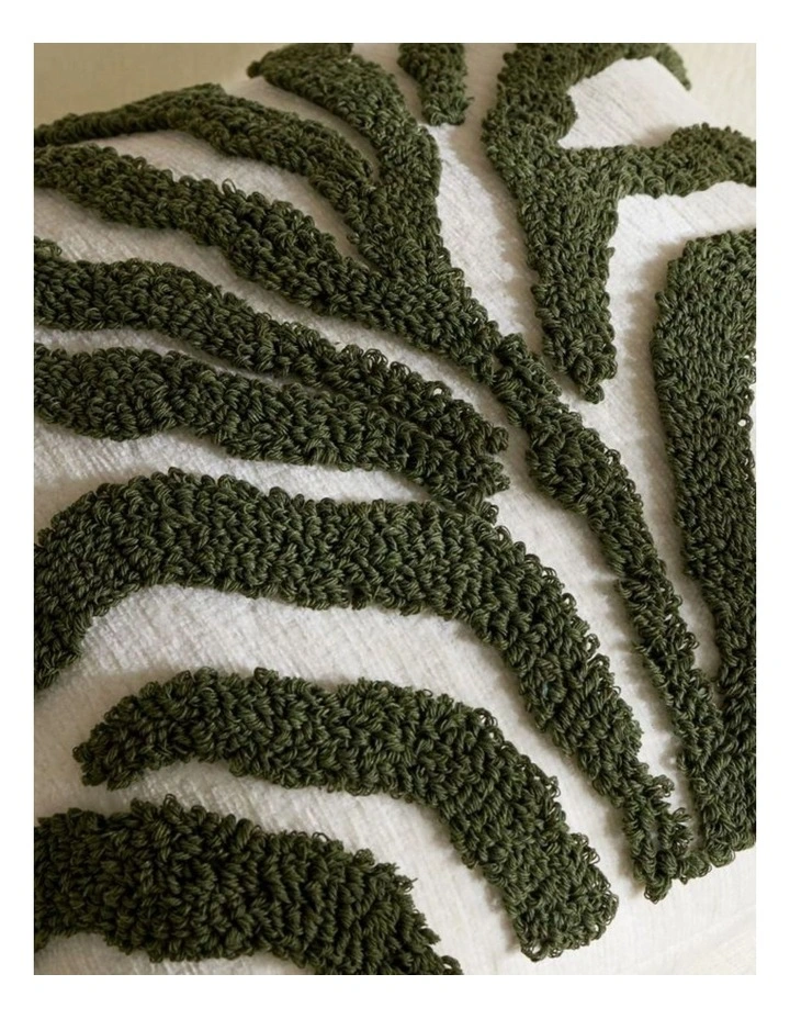 GIOIA CASA Tufted Leaf Cushion Covers in Khaki Green 2 Pack image 3
