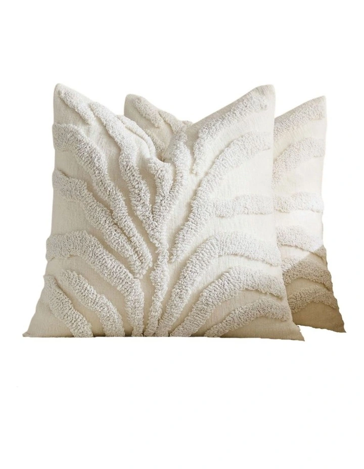 GIOIA CASA Tufted Leaf Cushion Covers in Snow 2 Pack image 1