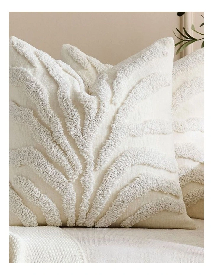 GIOIA CASA Tufted Leaf Cushion Covers in Snow 2 Pack image 2