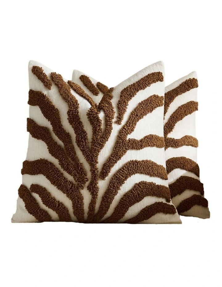 GIOIA CASA Tufted Leaf Cushion Covers in Brown 2 Pack image 1