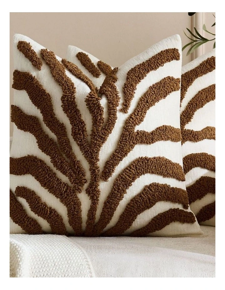 GIOIA CASA Tufted Leaf Cushion Covers in Brown 2 Pack image 2
