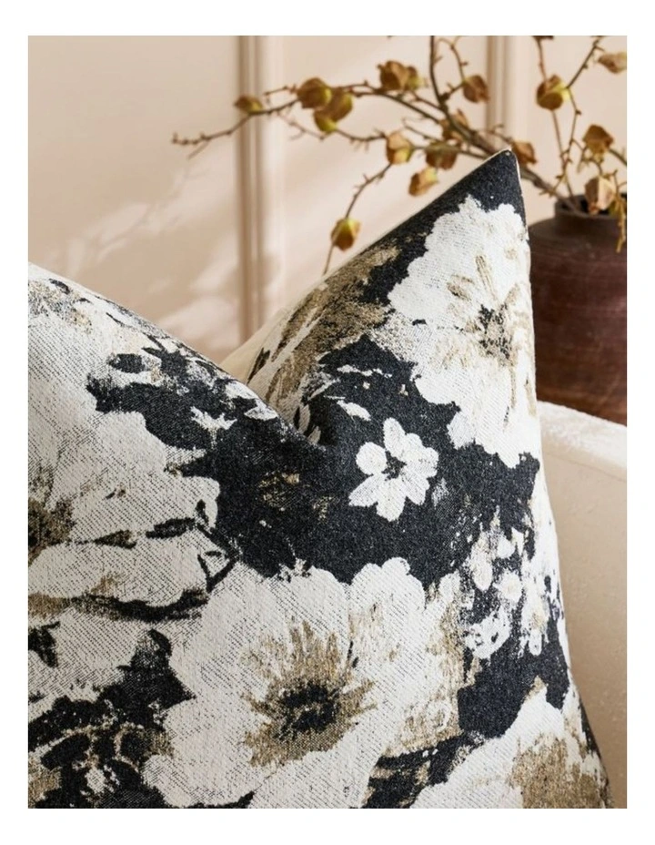 GIOIA CASA Vintage Floral Chenille Cushion Covers in Black 2 Pack image 3