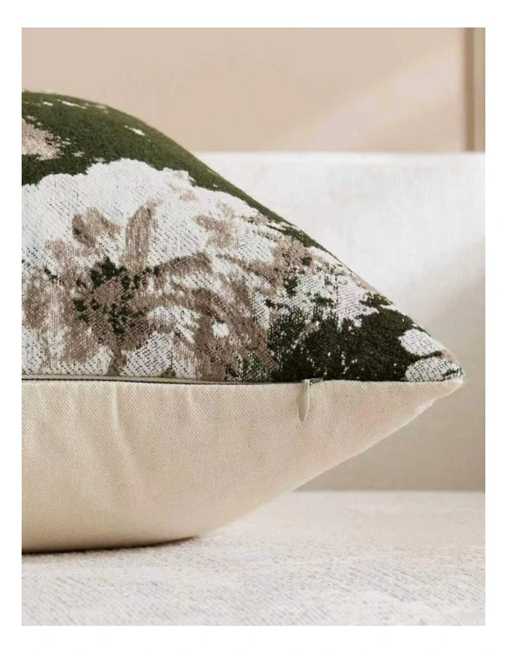 GIOIA CASA Vintage Floral Chenille Cushion Covers in Moss Green 2 Pack image 4