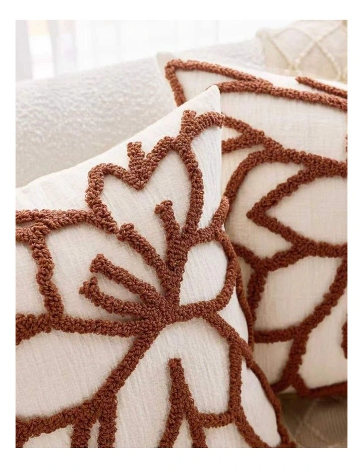 GIOIA CASA Tufted Rose Cushion Covers in Terracotta 2 Pack image 3