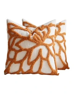 GIOIA CASA Tufted Rose Cushion Covers in Burnt Orange 2 Pack