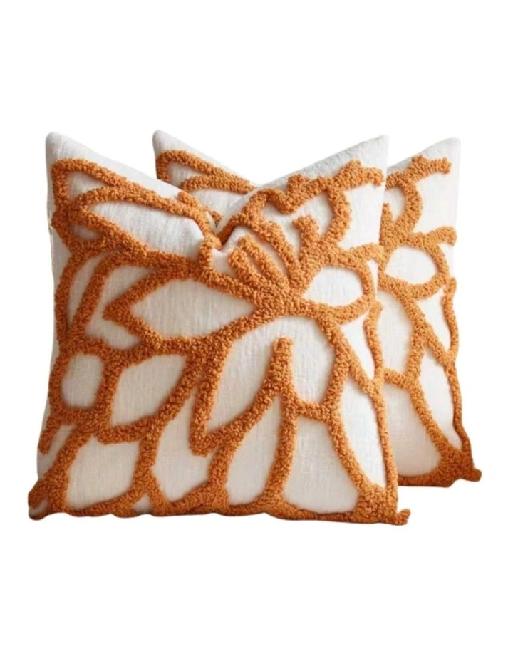 GIOIA CASA Tufted Rose Cushion Covers in Burnt Orange 2 Pack image 1